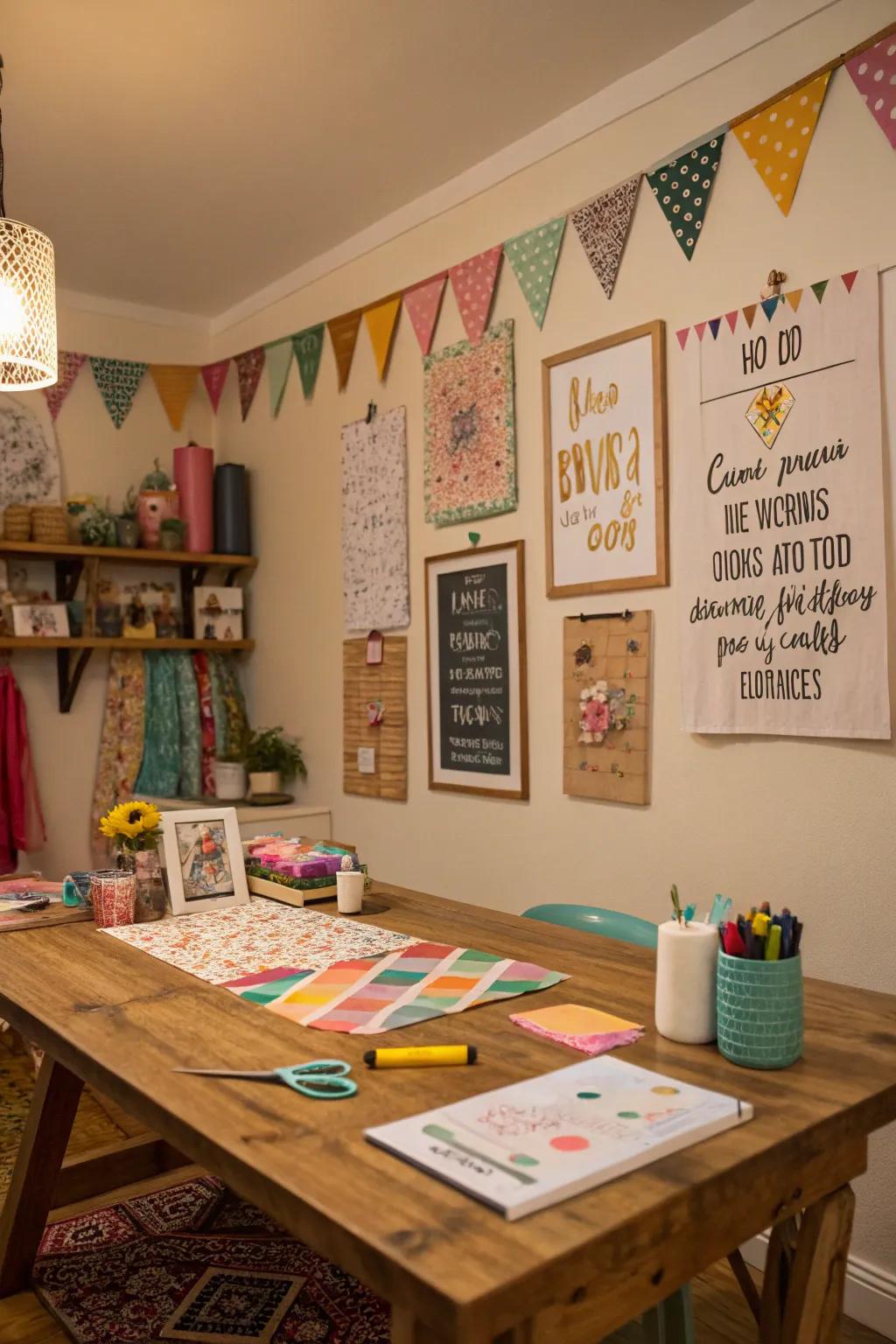 Handmade decor enhances the personal and individual charm of your crafting area.
