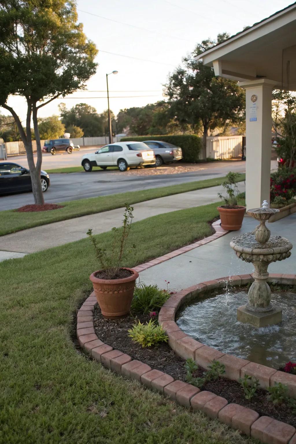 A water piece adds tranquility and charm to your parking space.