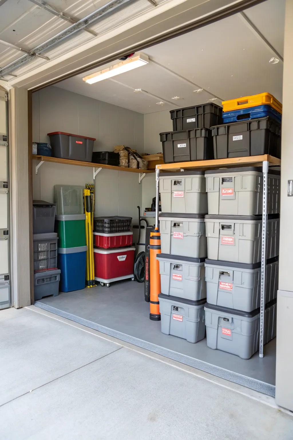 Movable keeping units offer flexibility in organizing your garage space.
