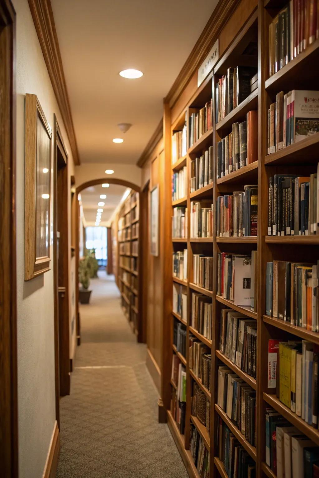 Hallway libraries can be a striking and unique element.