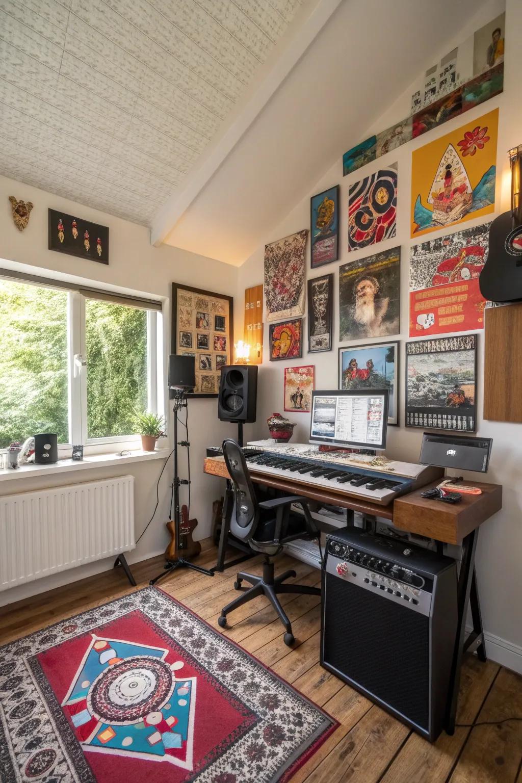 Custom wall decor inspires creativity and adds character to the studio.