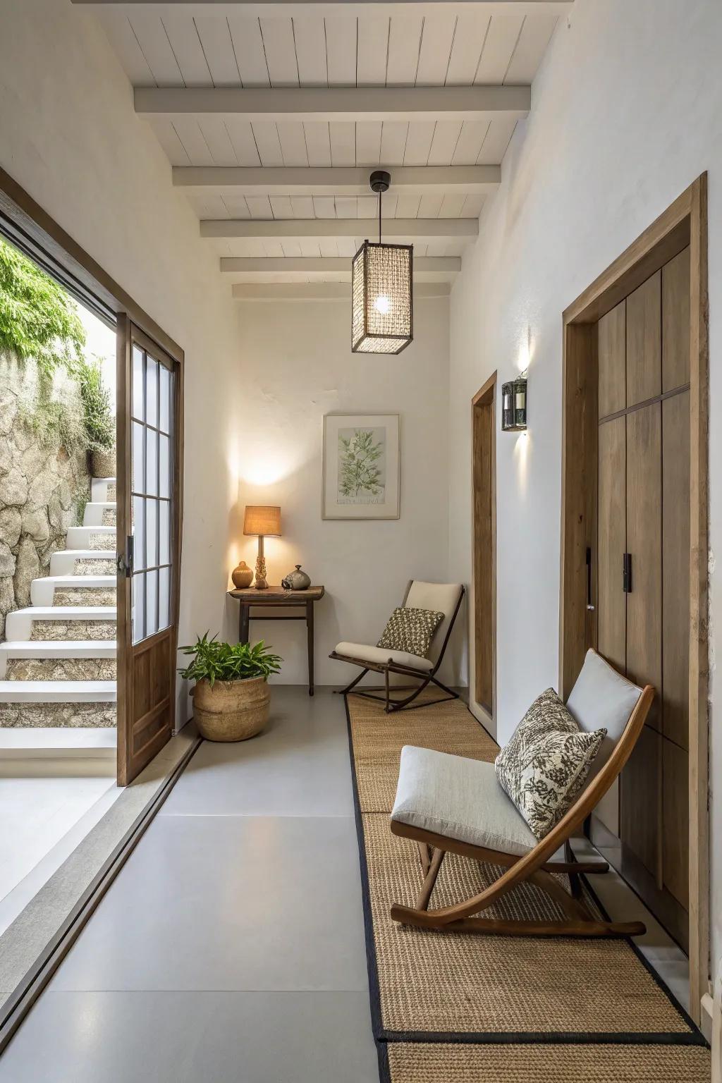 Simplicity engenders a serene and uncluttered landing atmosphere.