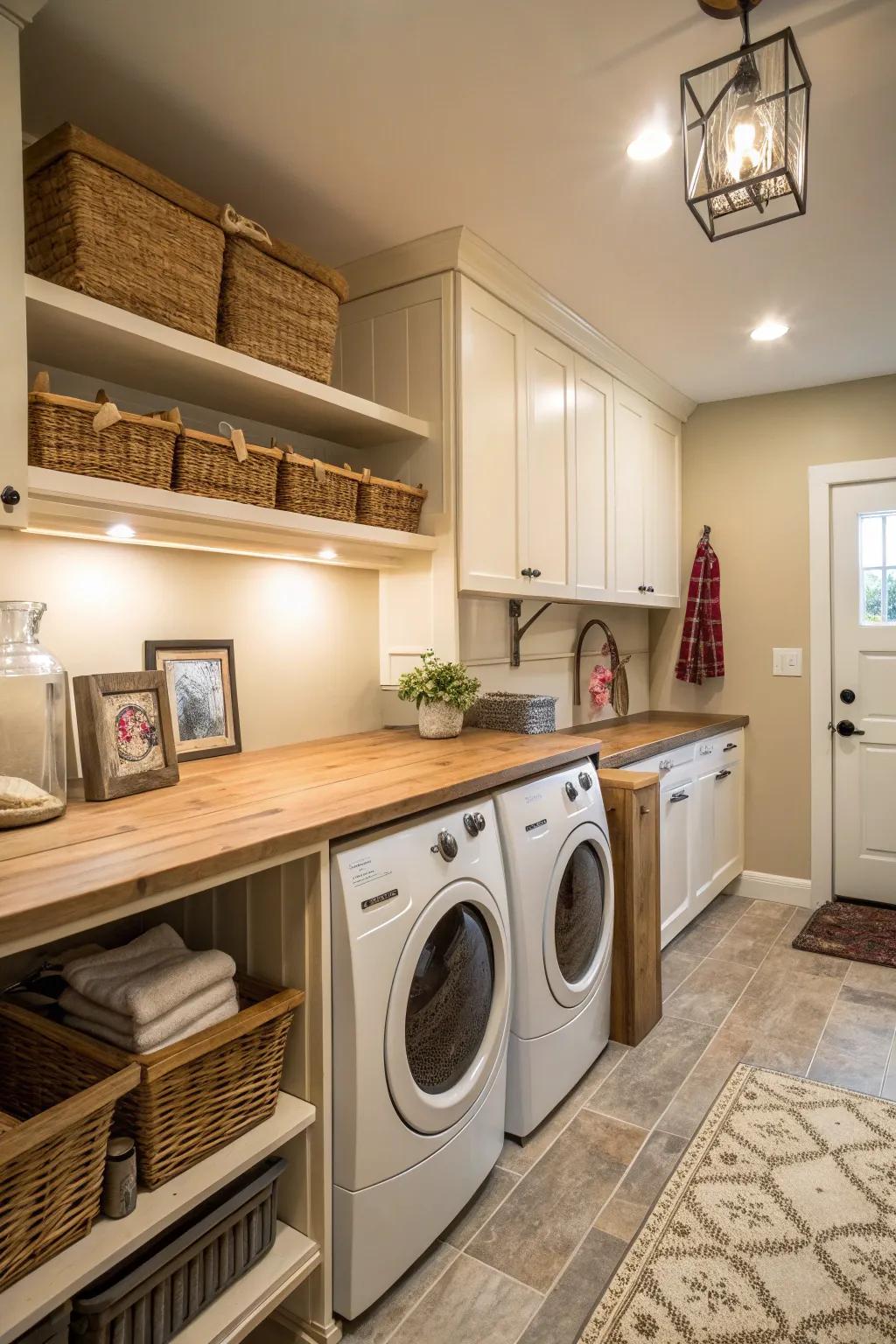 Add warmth with durable hardwood block worktops.