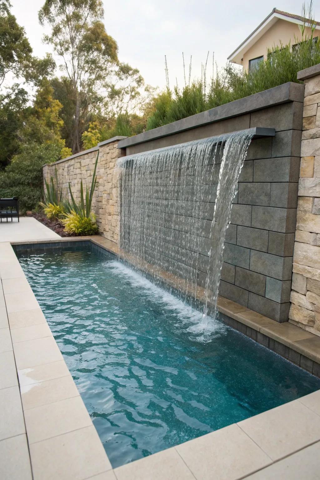 Cascading water panels bring a serene sound and striking visuals.