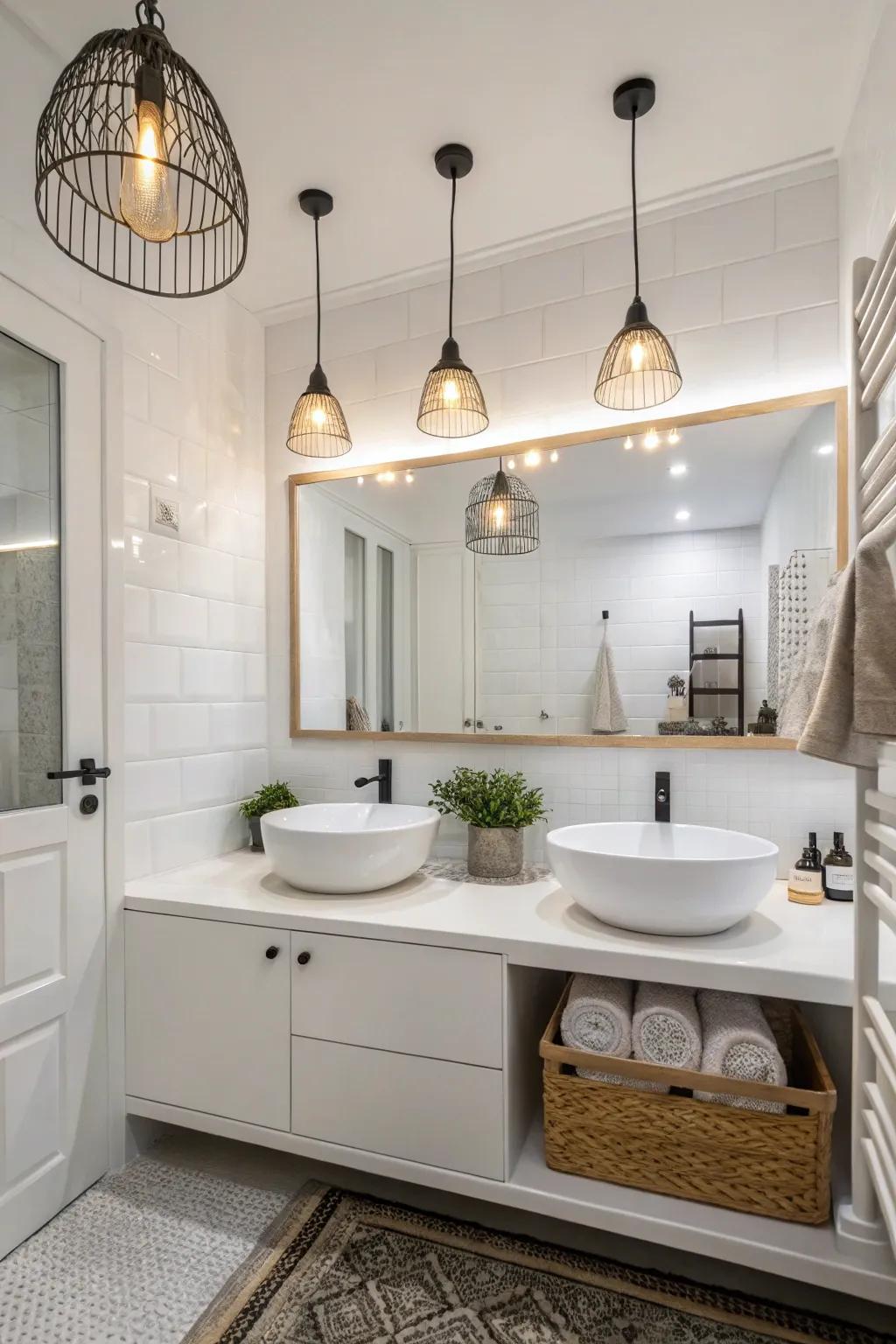 Pendant lights provide both ambiance and task lighting.