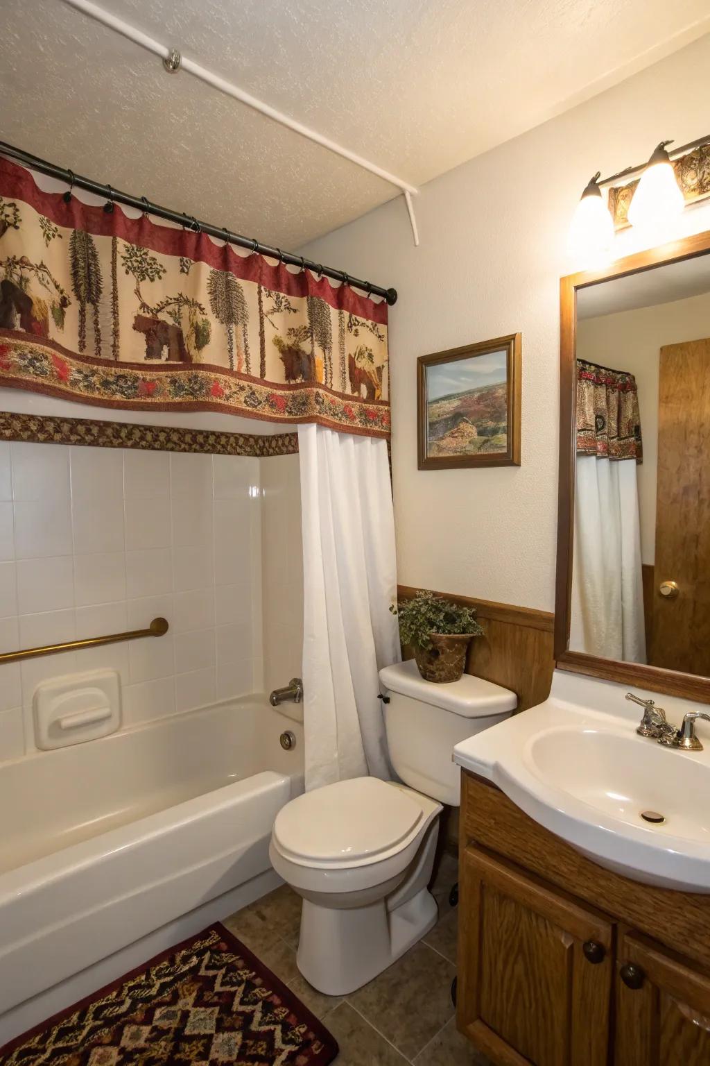 Print valances add texture and elegance.