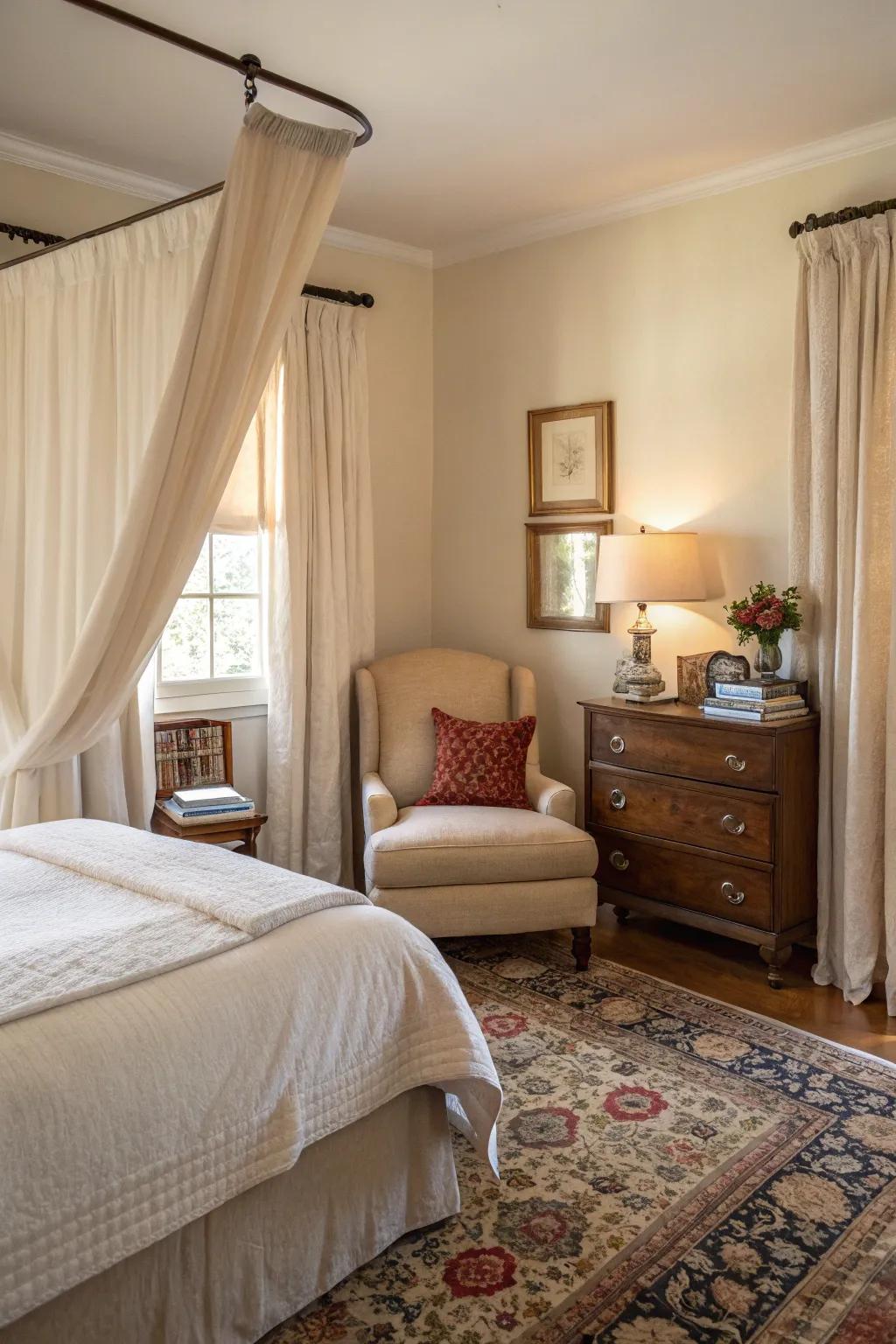 A bedroom haven that offers tranquility in a Southern home.
