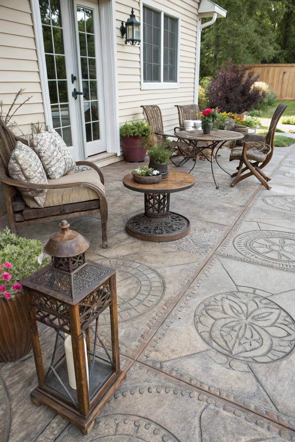 Antique finishes give this veranda a timeless, classic feel.