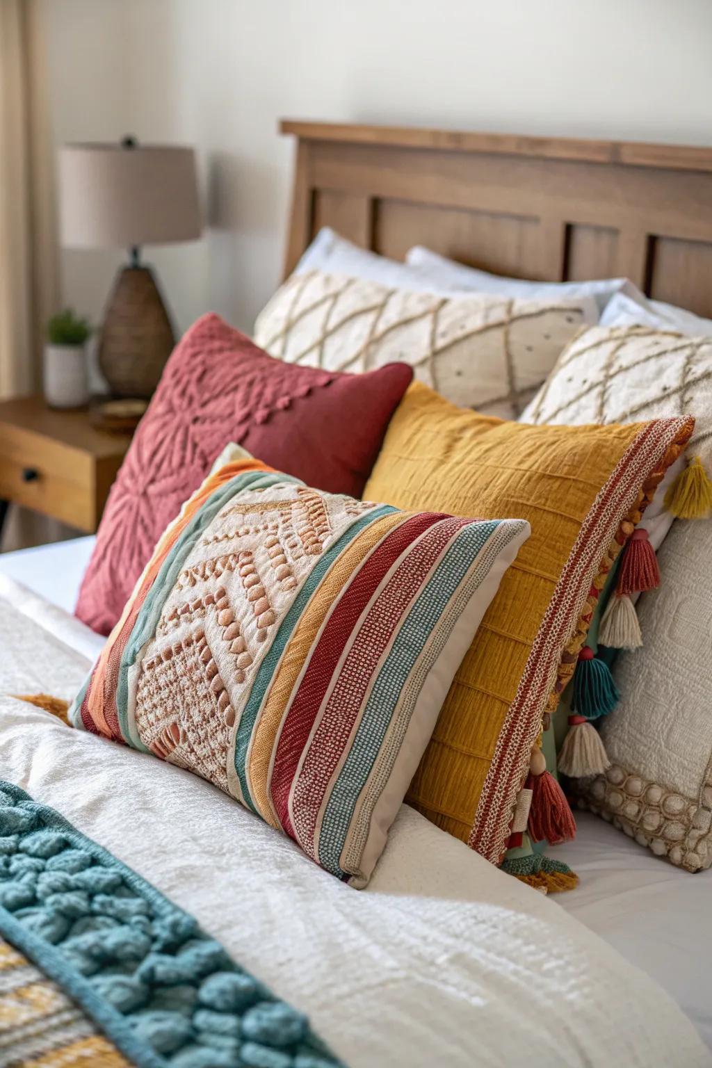 Transform your bed using cushions.
