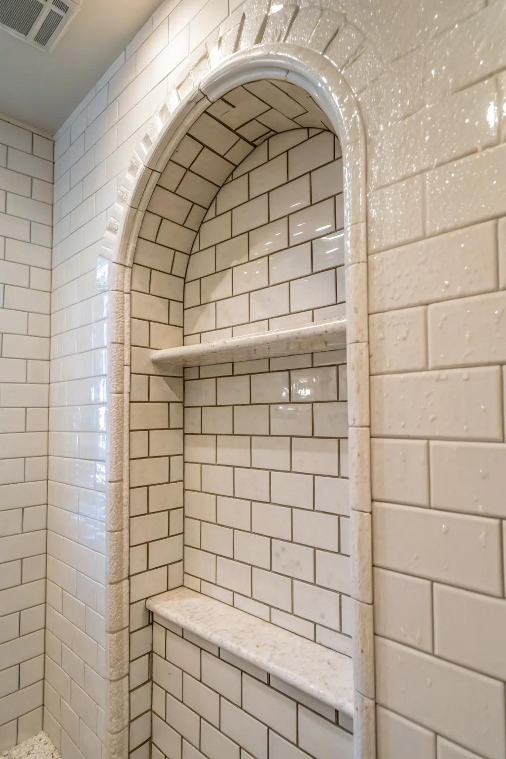A stunning curved shower niche.