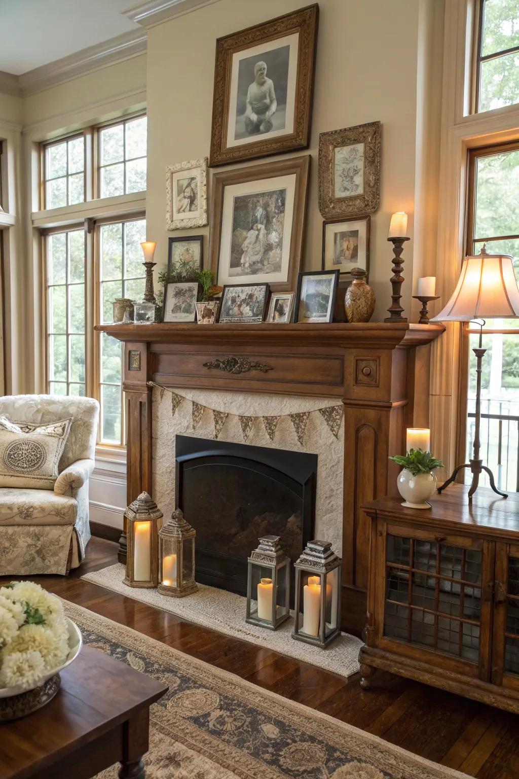 Vintage features introduce charm and character to your mantel decor.