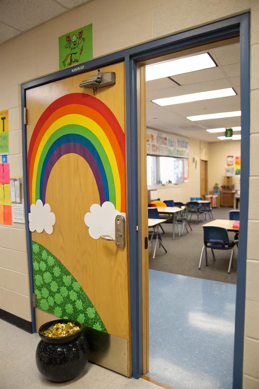 Celebrate the spectrum of learning with a rainbow-themed door.
