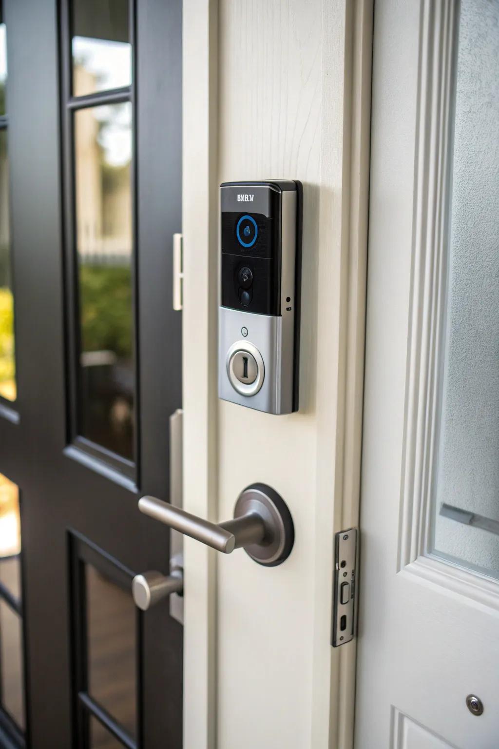 A door equipped with connected home devices for a smooth tech experience.