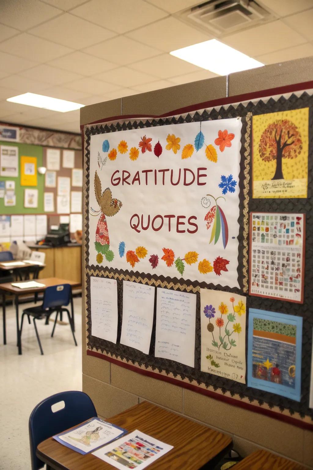 A seasonal display board educates and delights through Thanksgiving themes.