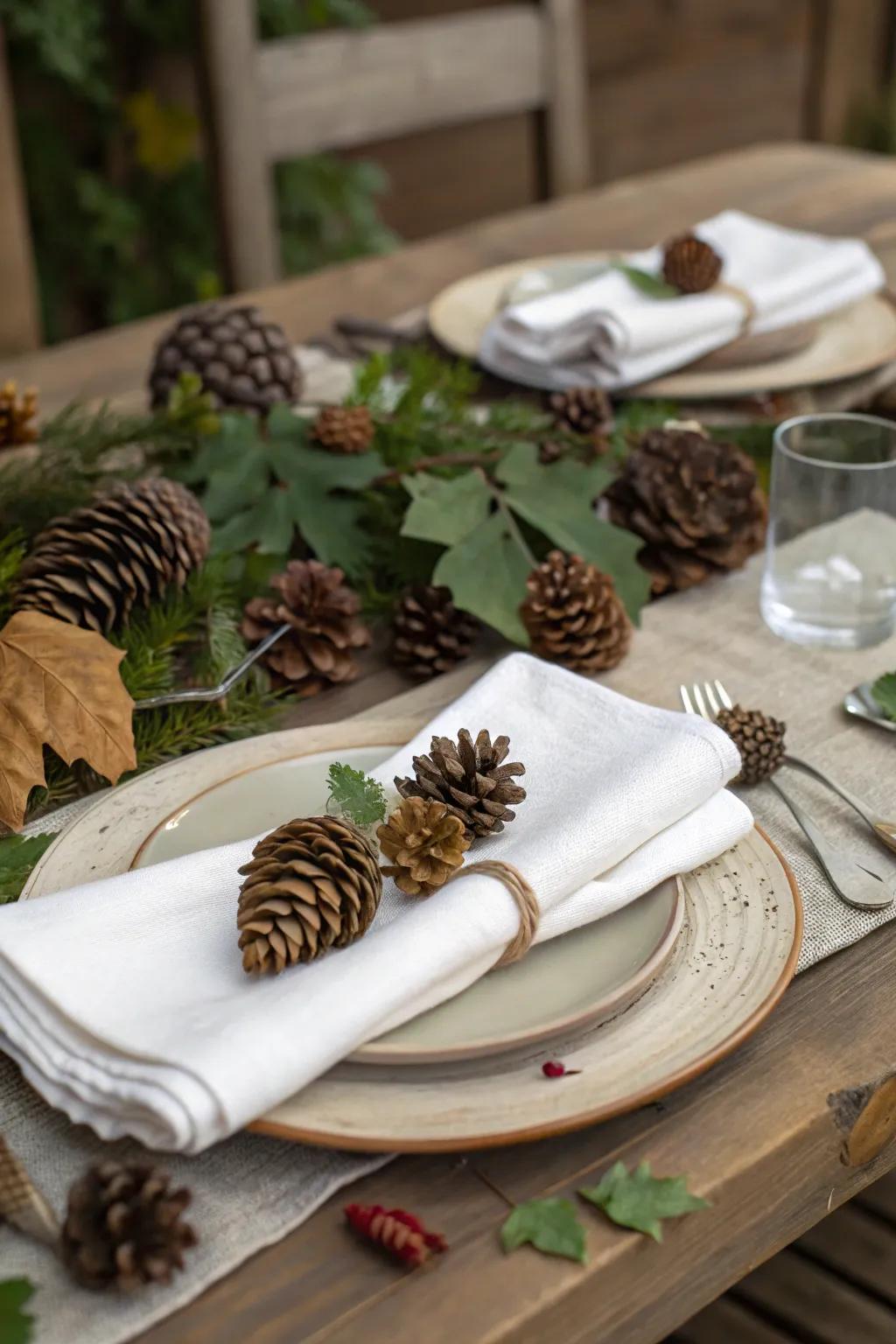 Pine cones infuse a woodland allure into your Thanksgiving celebration.