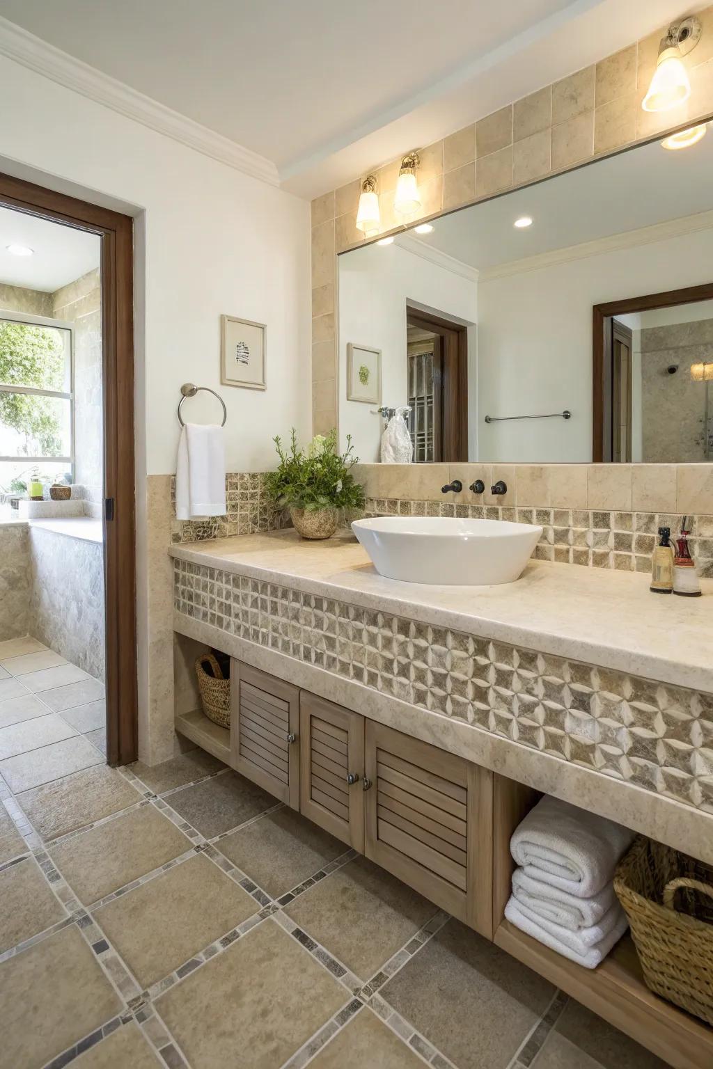Unattached countertops enhance space and lightness.