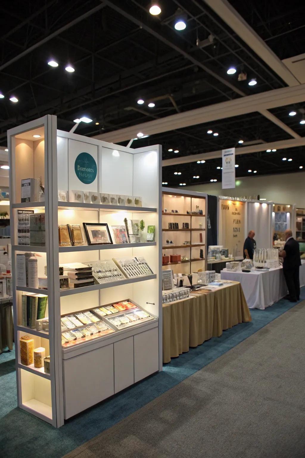 Base illumination that highlights products and creates a floating illusion.