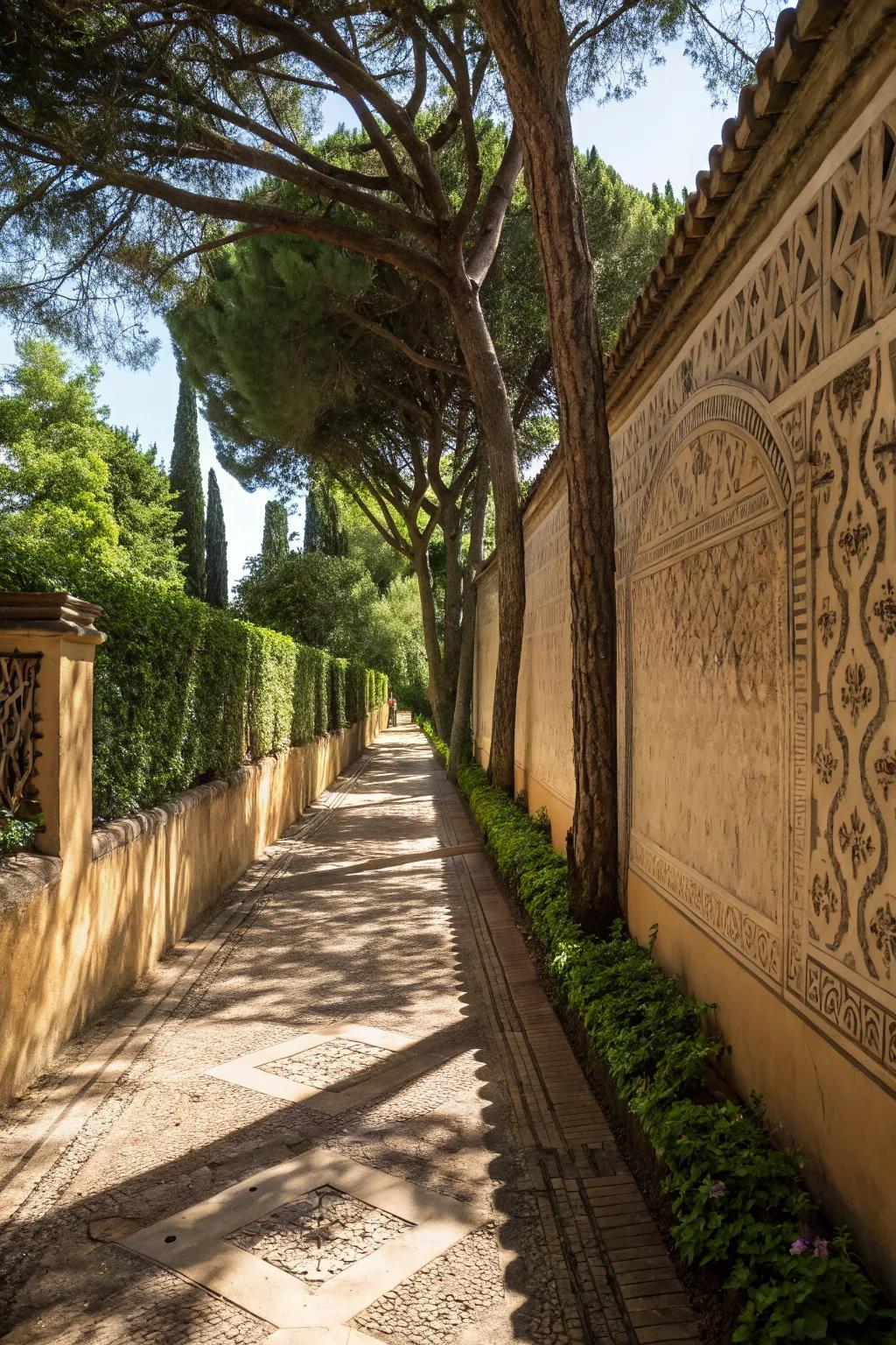 Enhance your garden with seasonal shadow play from trees.