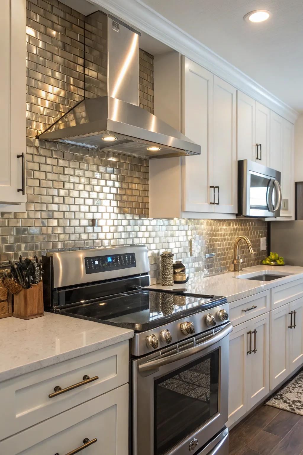 Glam up your kitchen with metallic accents.