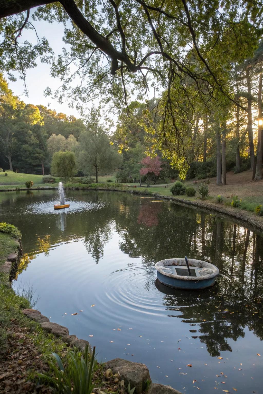 Floating liquid features introduce whimsy to pool surfaces.
