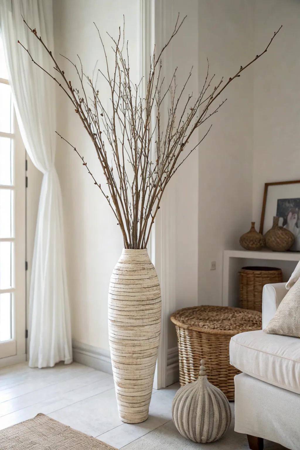 Ornamental twigs deliver a natural, artistic element to decor.