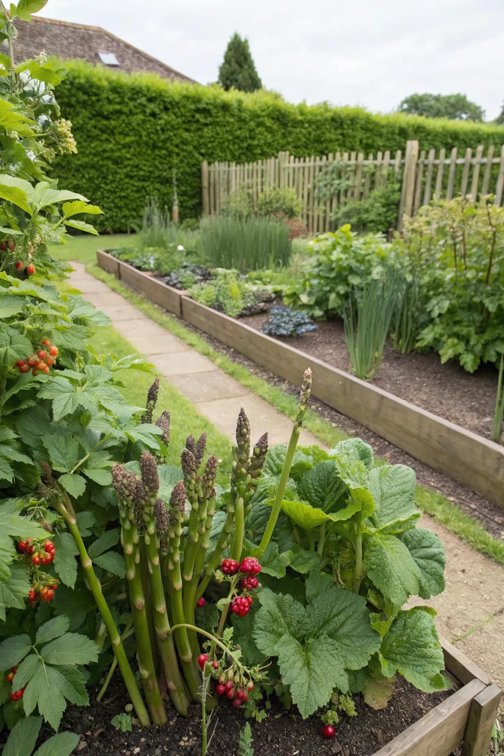 A dedicated plot for perennial favorites like asparagus and strawberries.