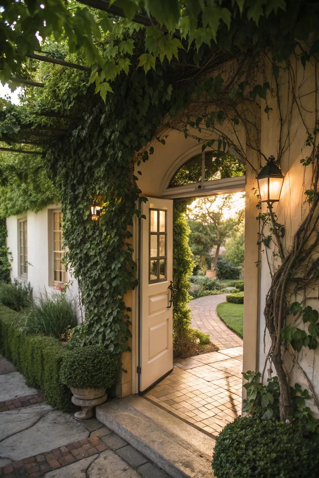 Set the tone with a verdure-adorned entryway.