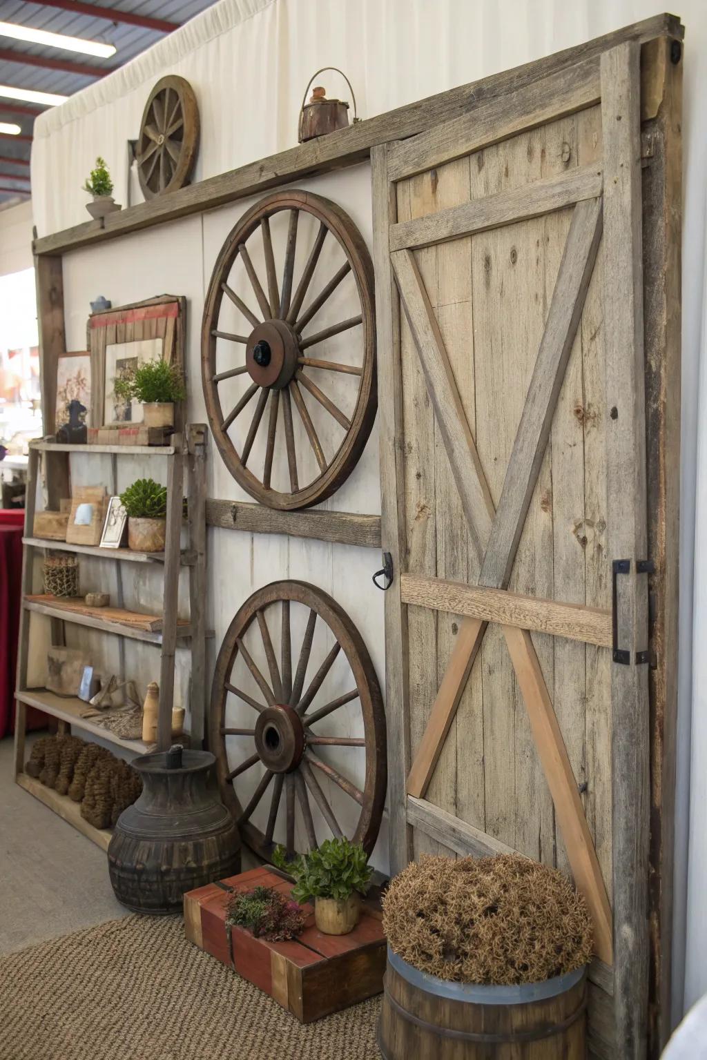 This rustic wall design gains depth and complexity from layered decor.