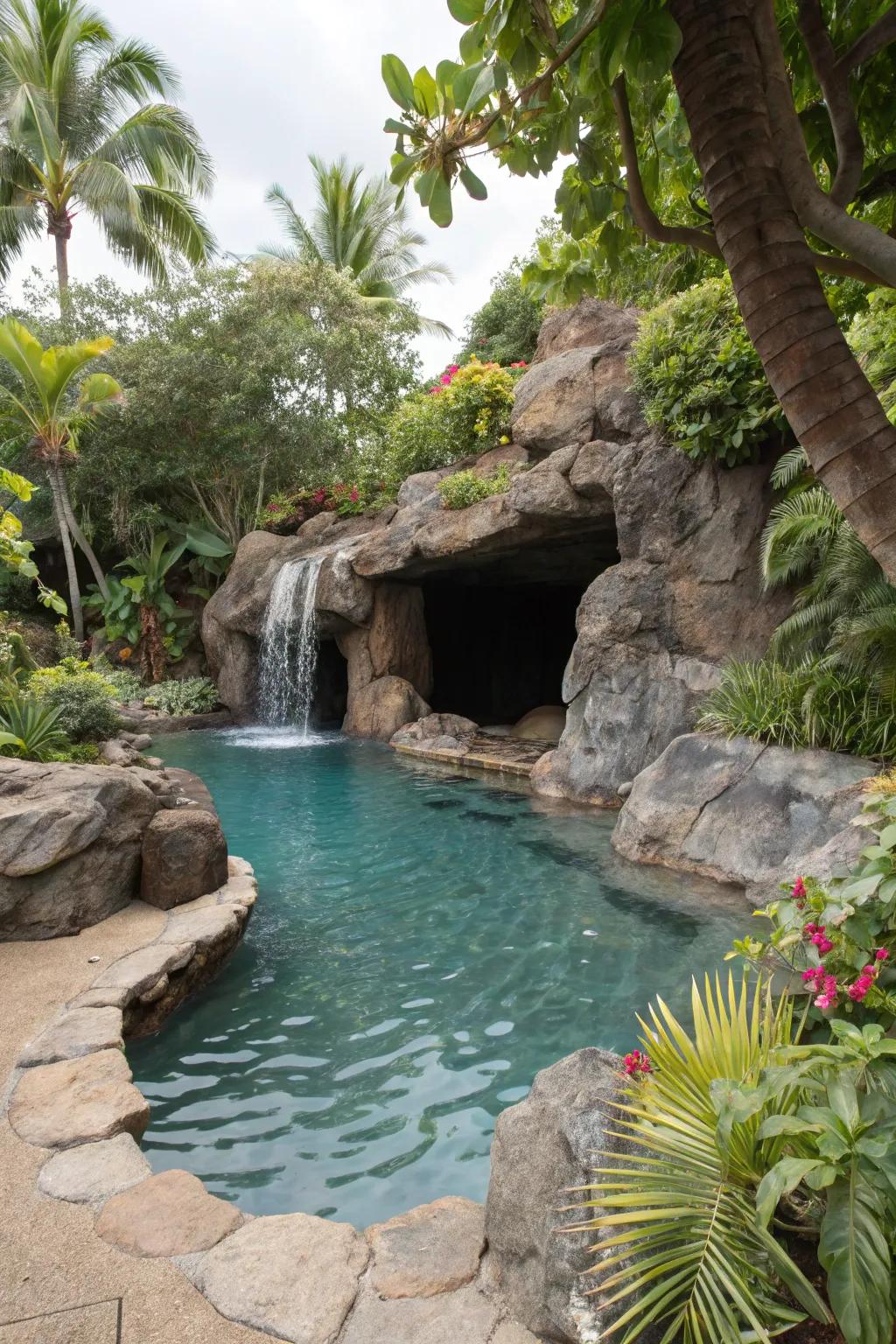 Hidden grottos offer a private, secluded space within your pool area.