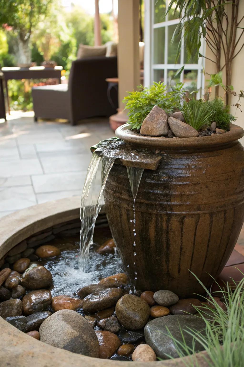 Large pots can host charming cascades in tight spaces.