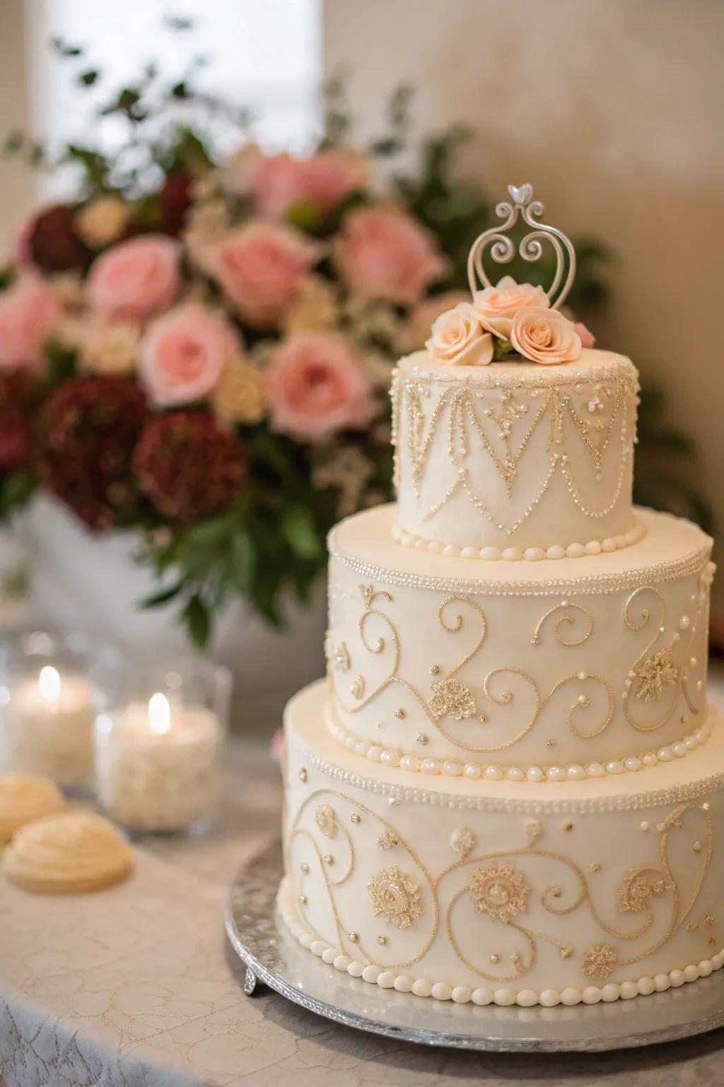 A small but sophisticated wedding cake that makes a big statement.