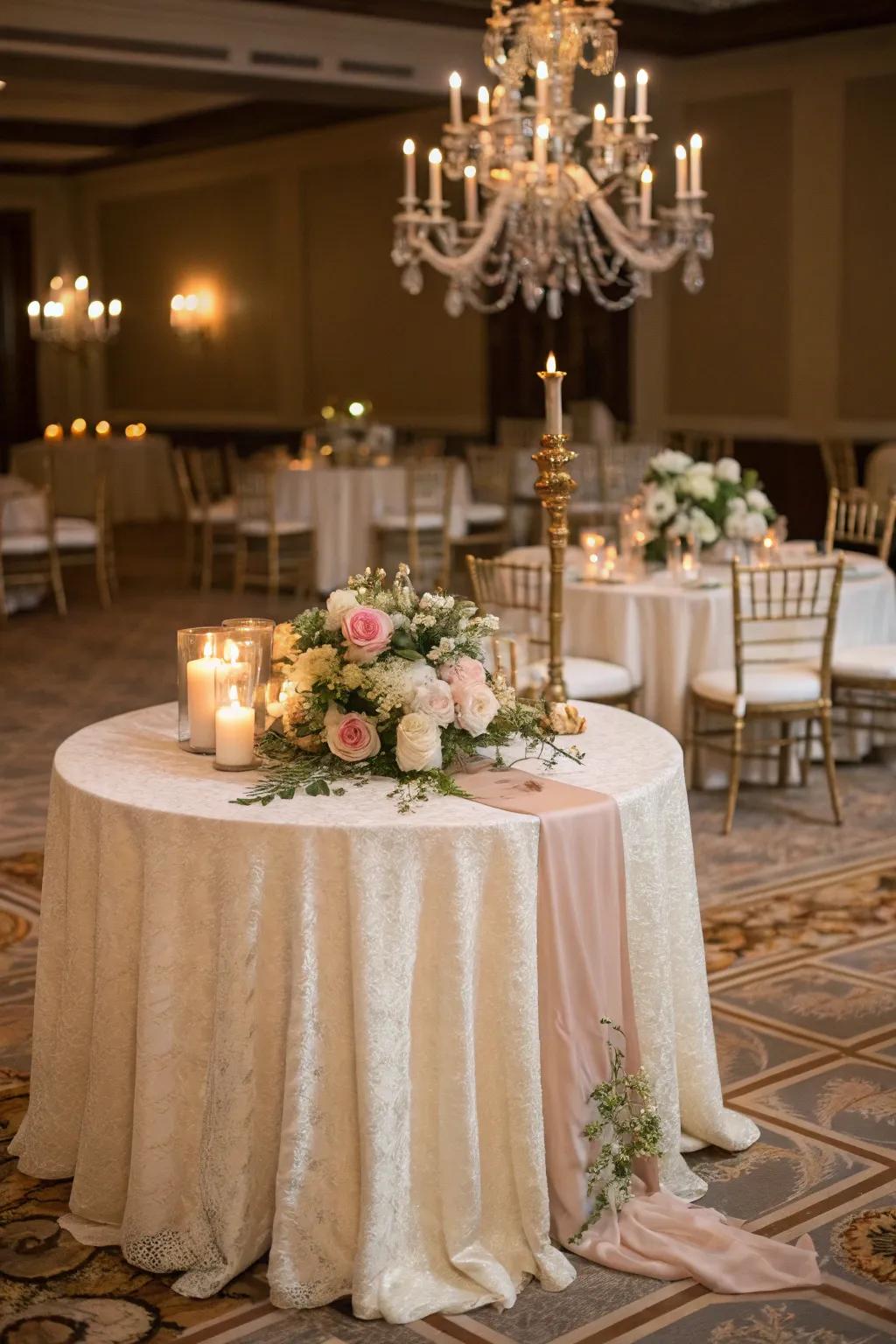 A material runner adds softness and elegance.