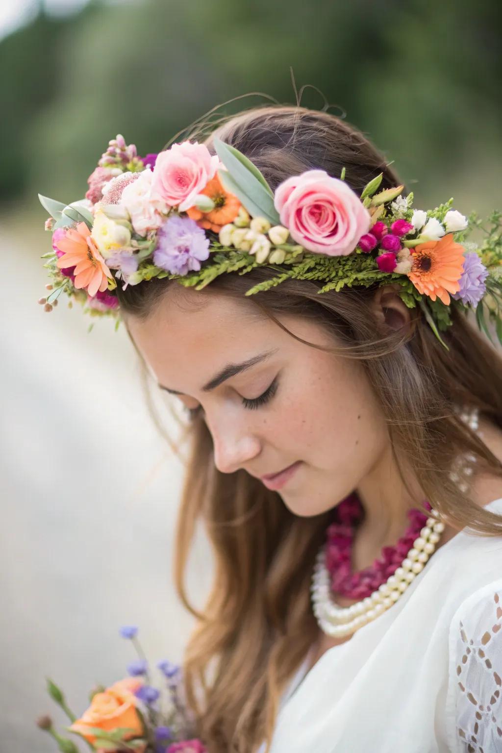 Personalized bloom headband adorned with colorful blooms