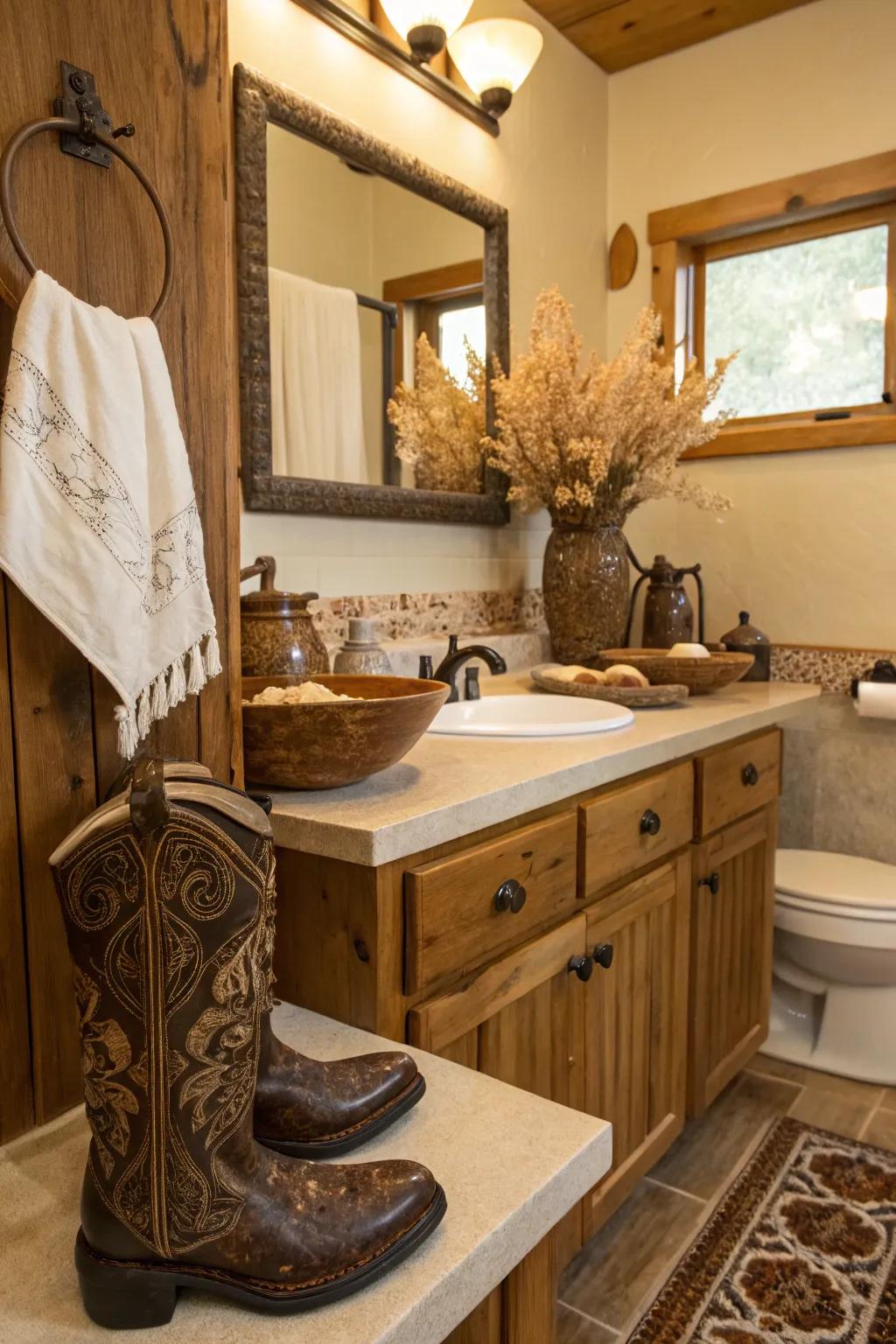 Unique containers inject a playful Western element.