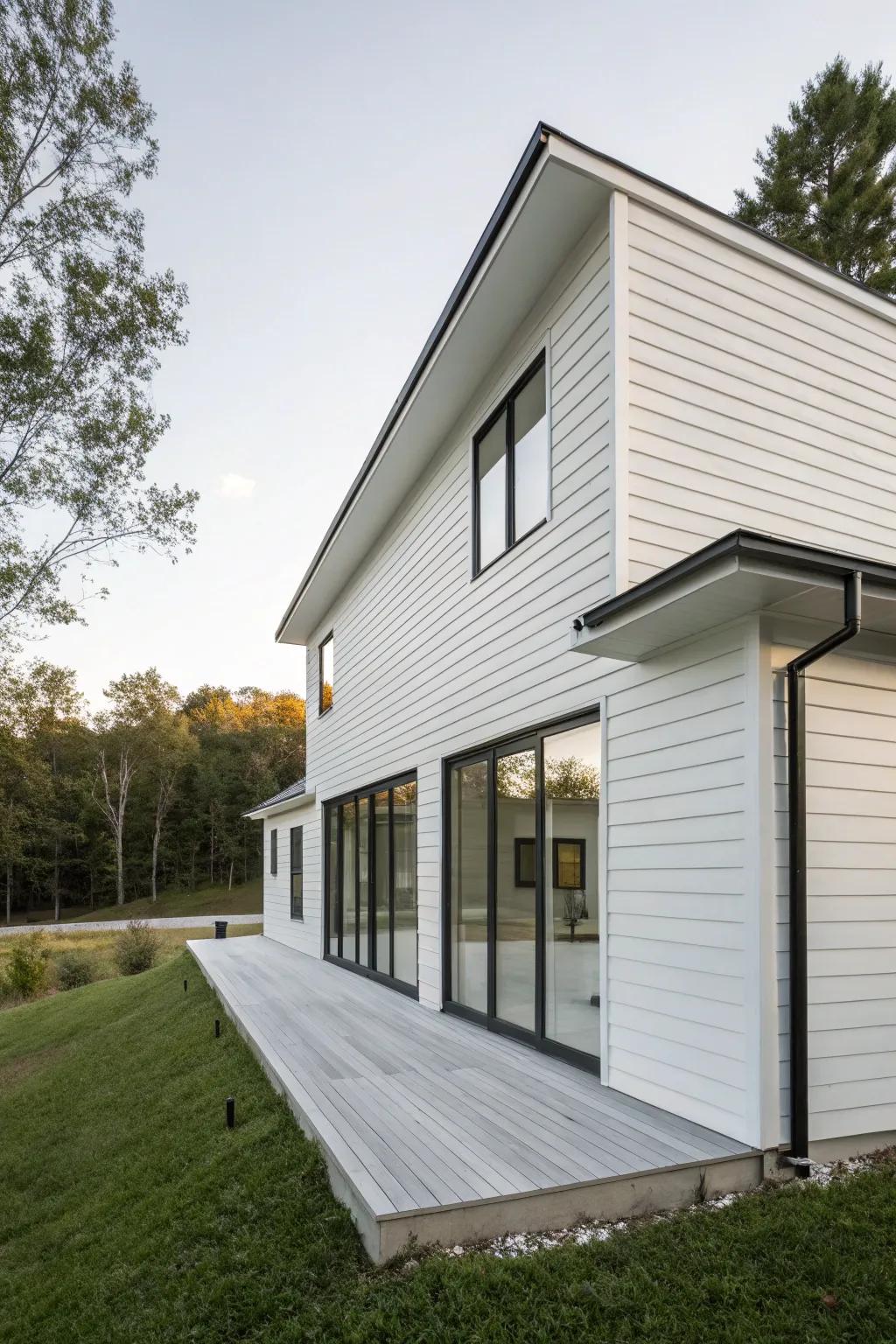 A minimalist house design featuring serene white panelling.
