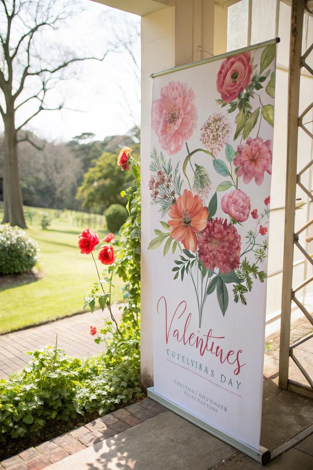 A soothing Valentine's placard with romantic floral and botanical illustrations.