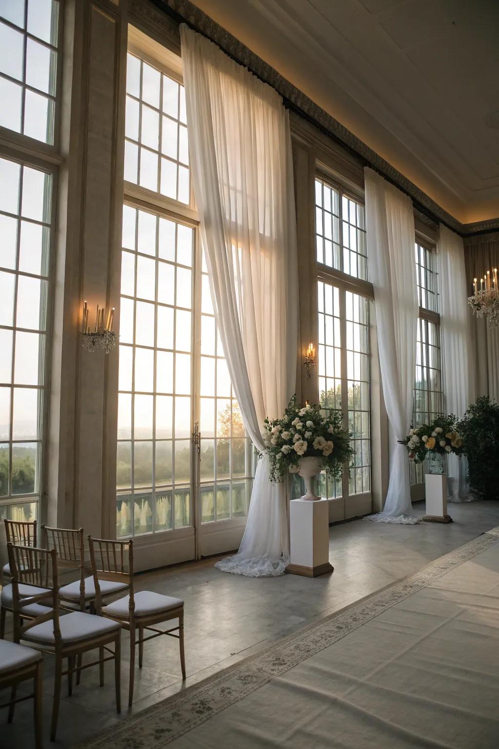 Sheer panels cultivate a light and airy atmosphere.