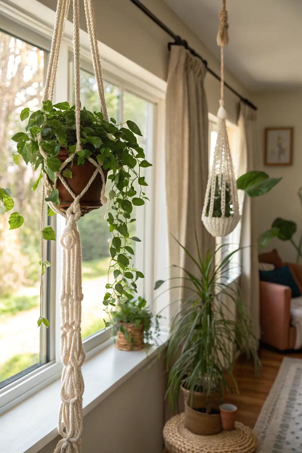 Incorporate greenery using stylish woven plant supports.