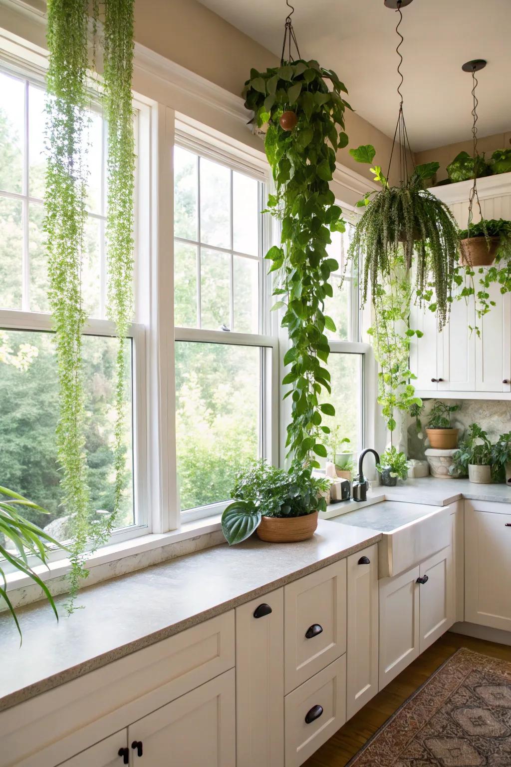 Hanging garden panels offer a fresh and green twist on window treatments.