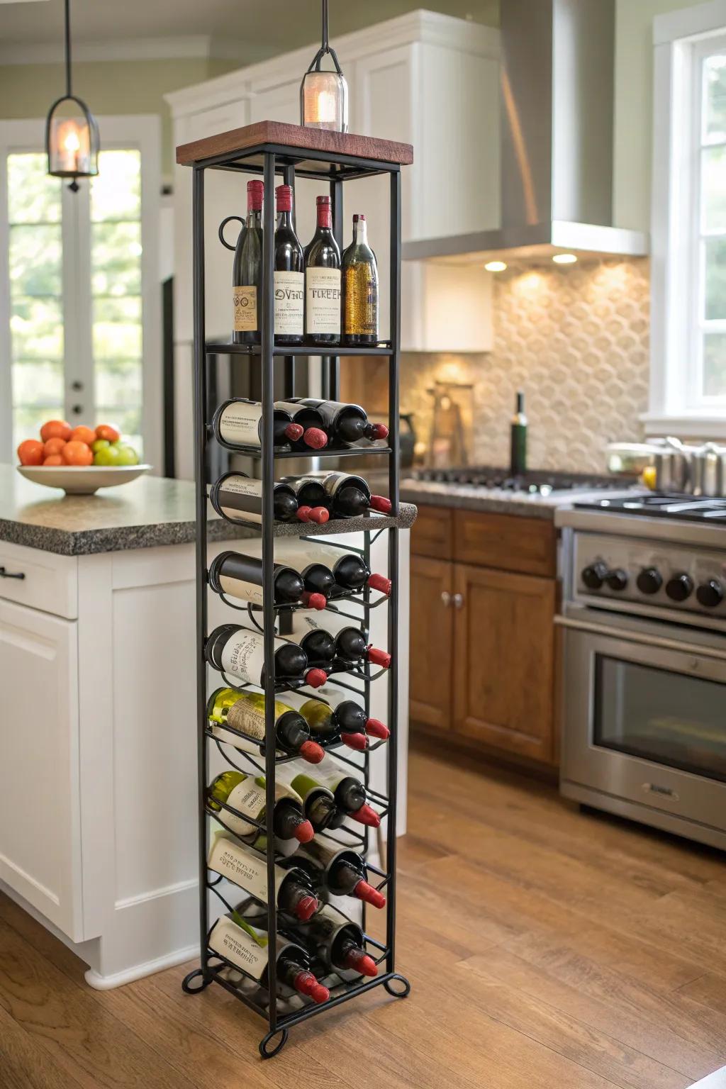 Freestanding wine towers offer flexibility and style.