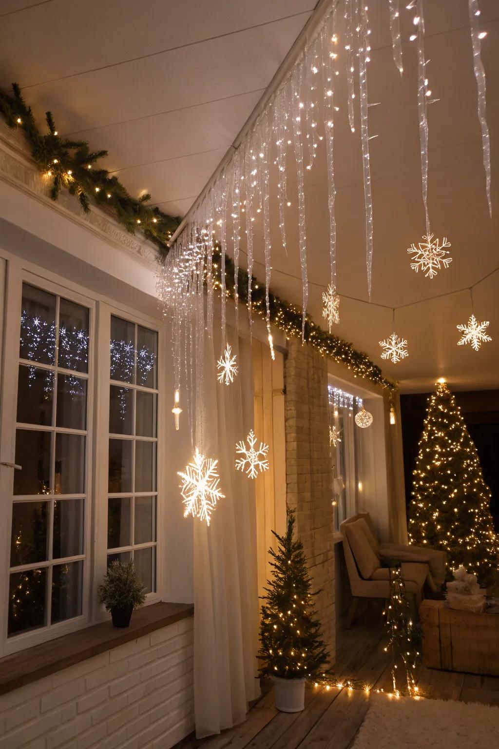 An enchanting icicle light ambiance.