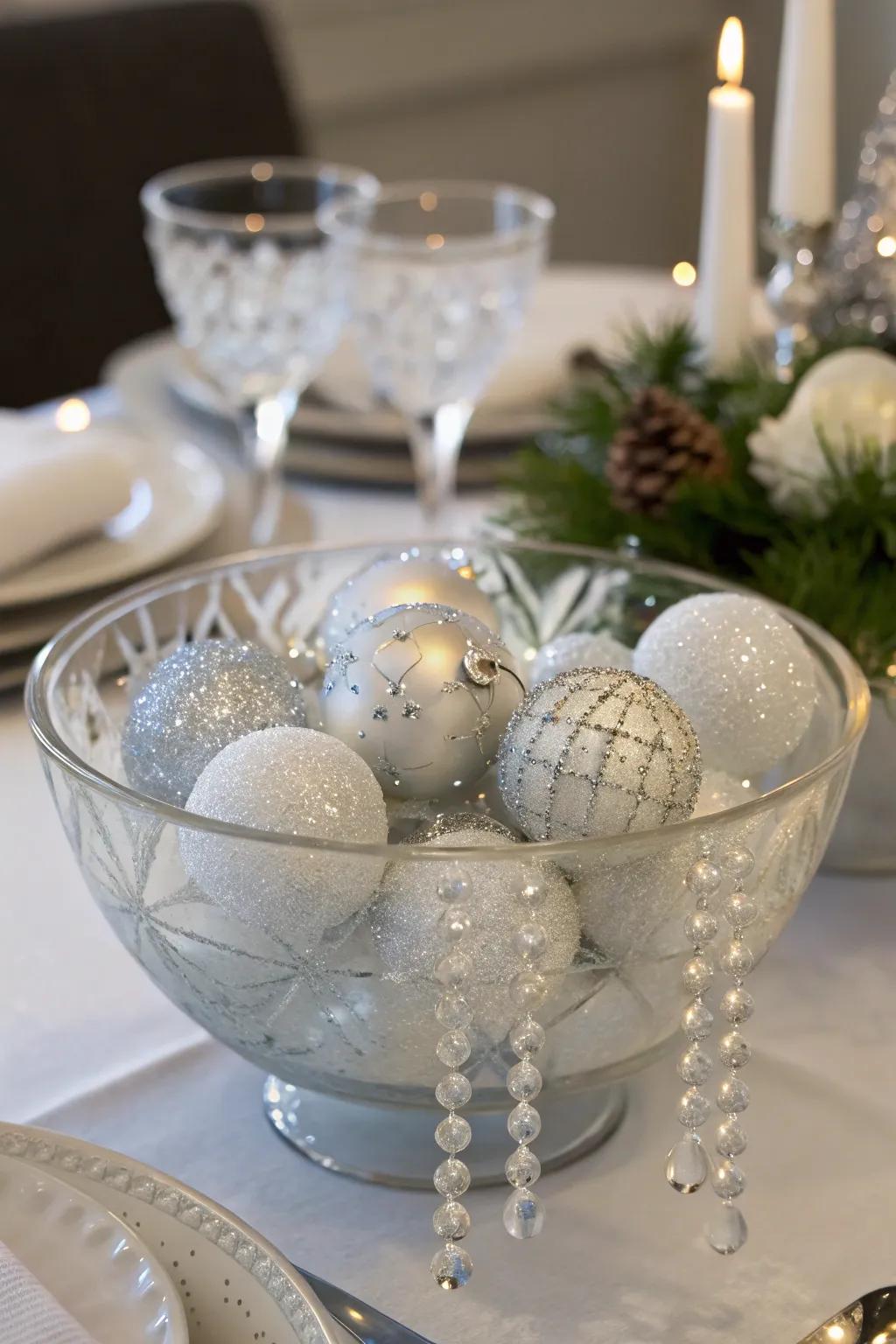 Winter elegance using frost form-inspired decor.