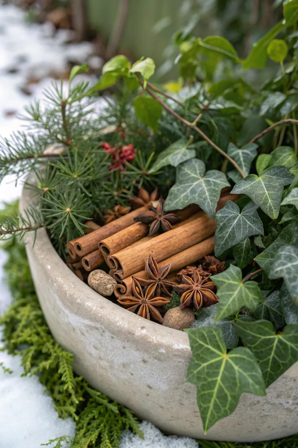 Natural aromas like cinnamon make your planters inviting and warm.