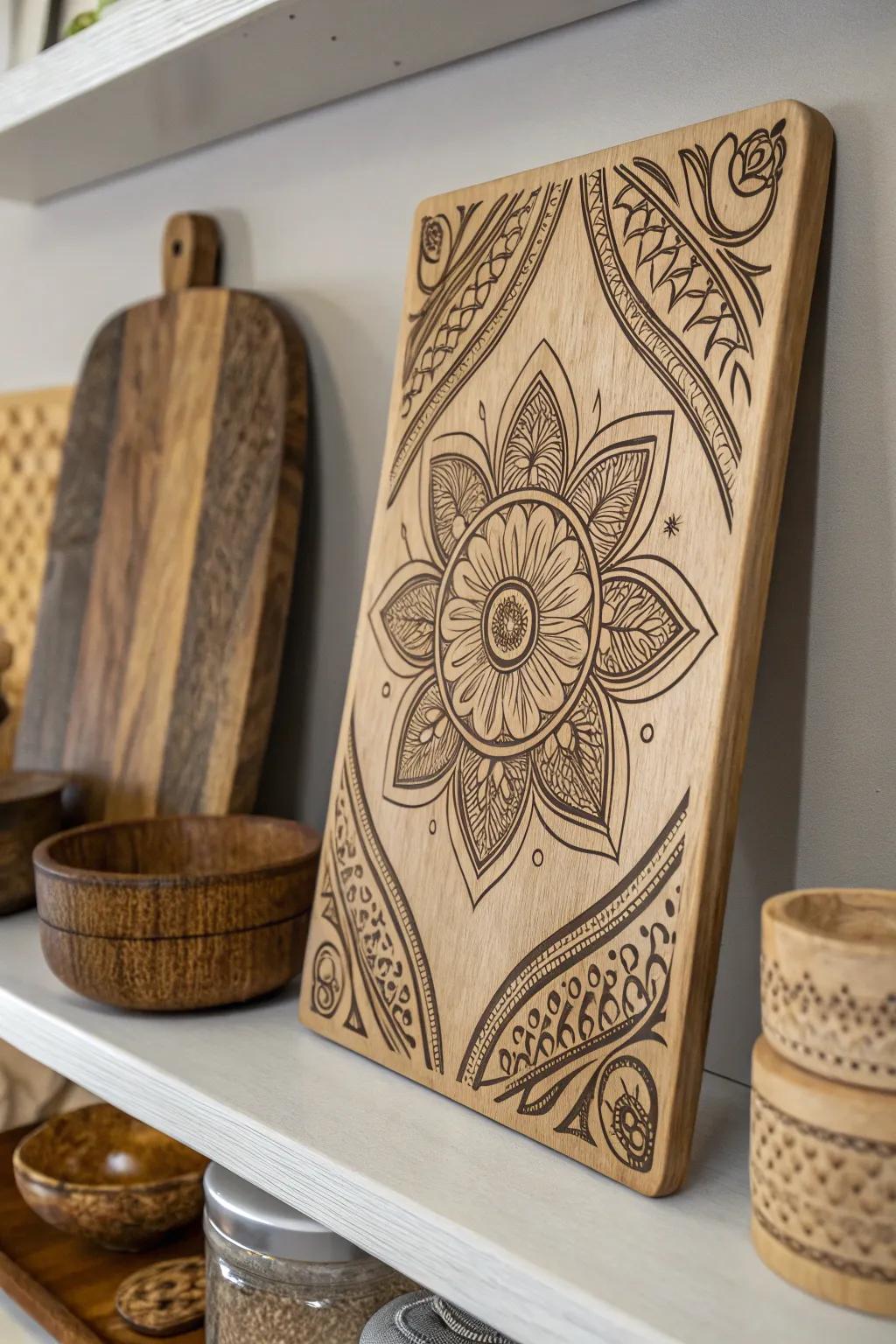 Explore the interplay of texture and detail with wood scorch art.
