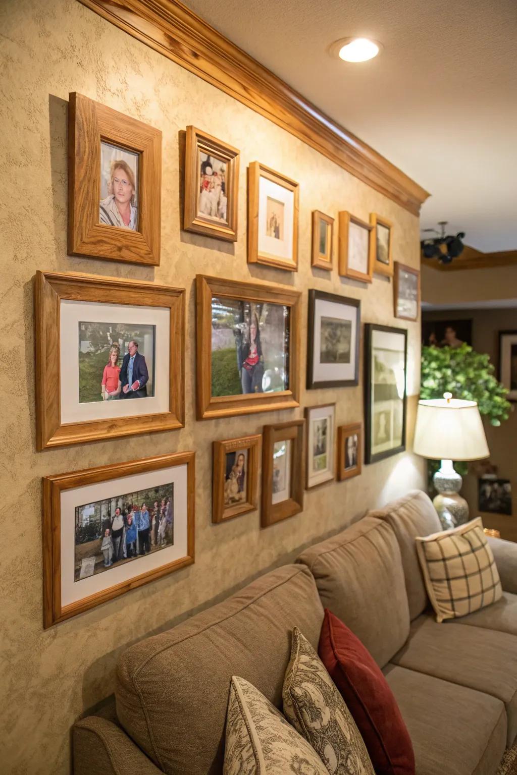 Timber frames stylishly showcase your prized memories.