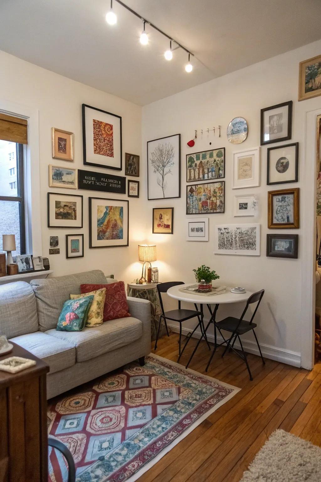 Visuals personalize and enliven a small space