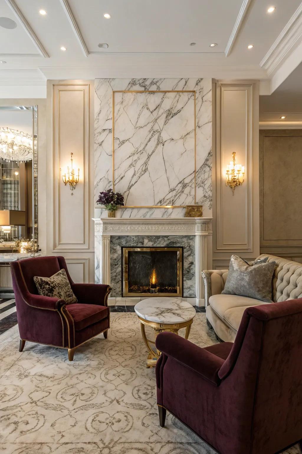 Stone finishes lend an elegant, sophisticated touch.