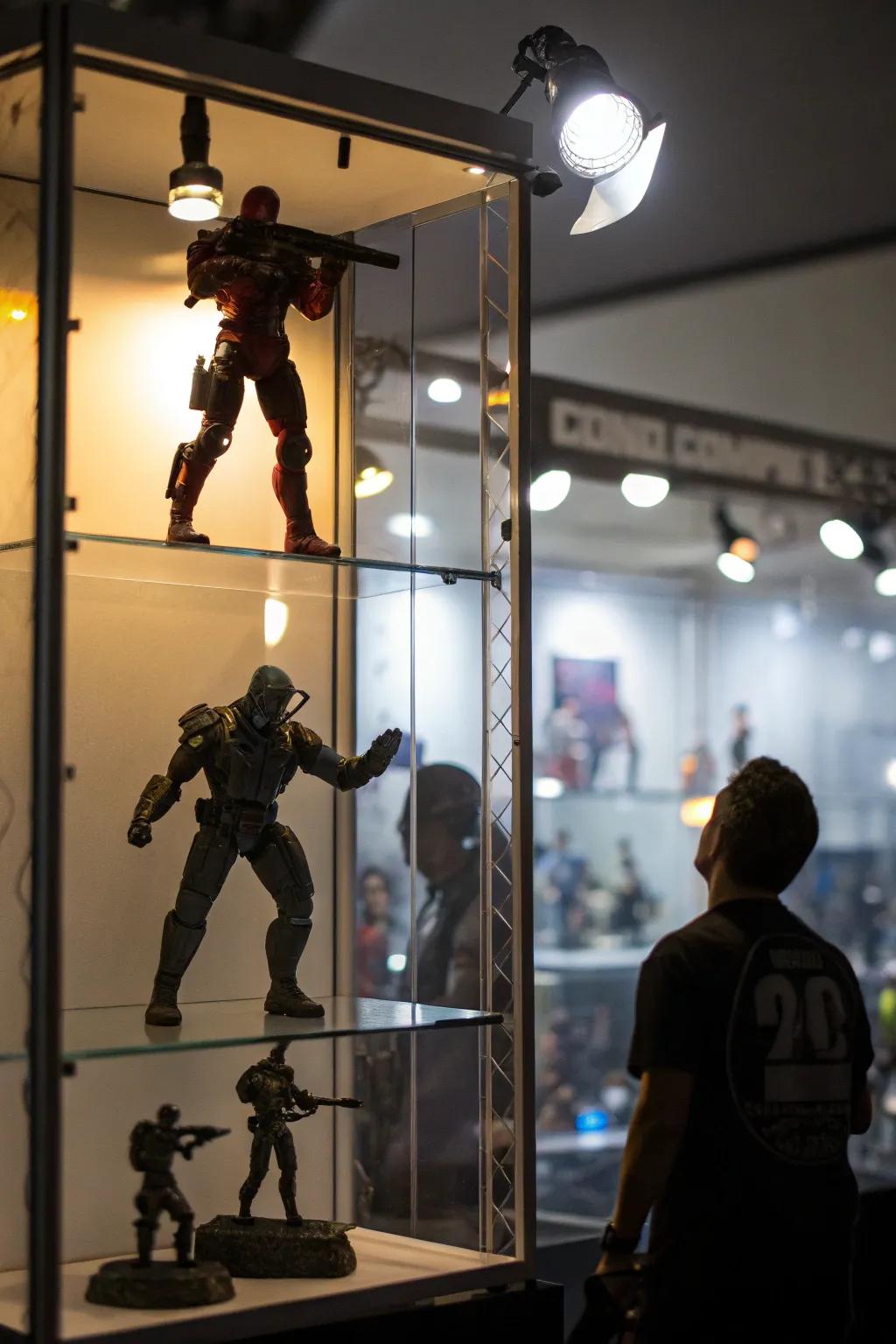 Spot brights inject theatrics and focus to your hero figurine presentation.