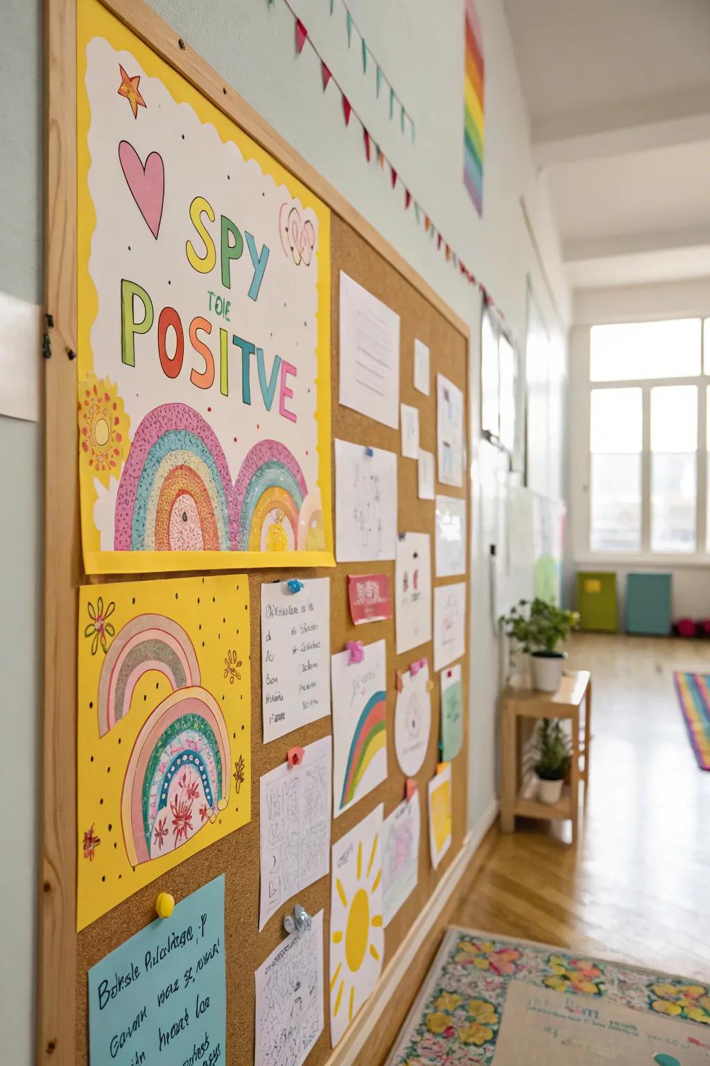 A bulletin board filled with positive affirmations.