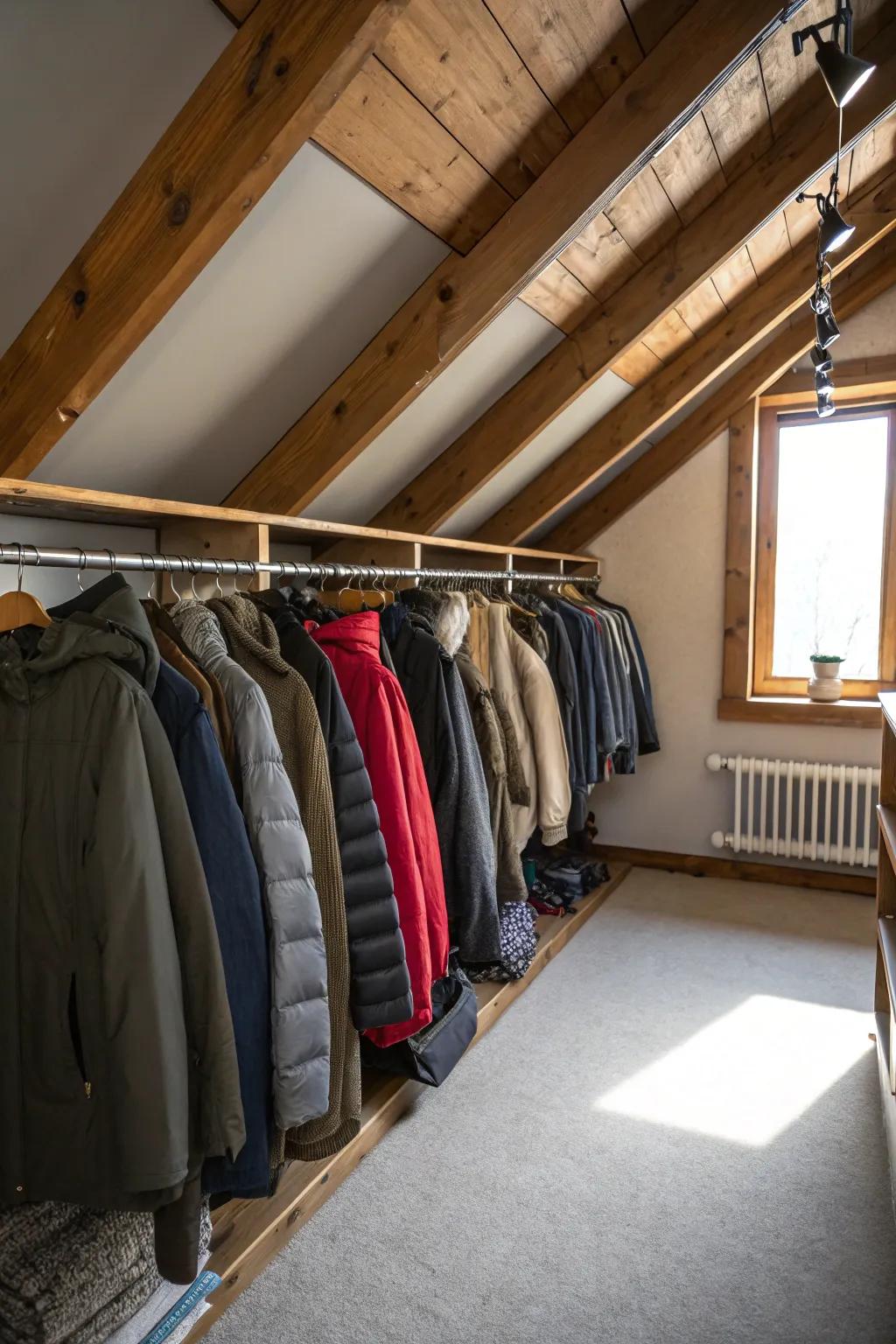 Wall bars efficiently utilize vertical space for heavier clothes.